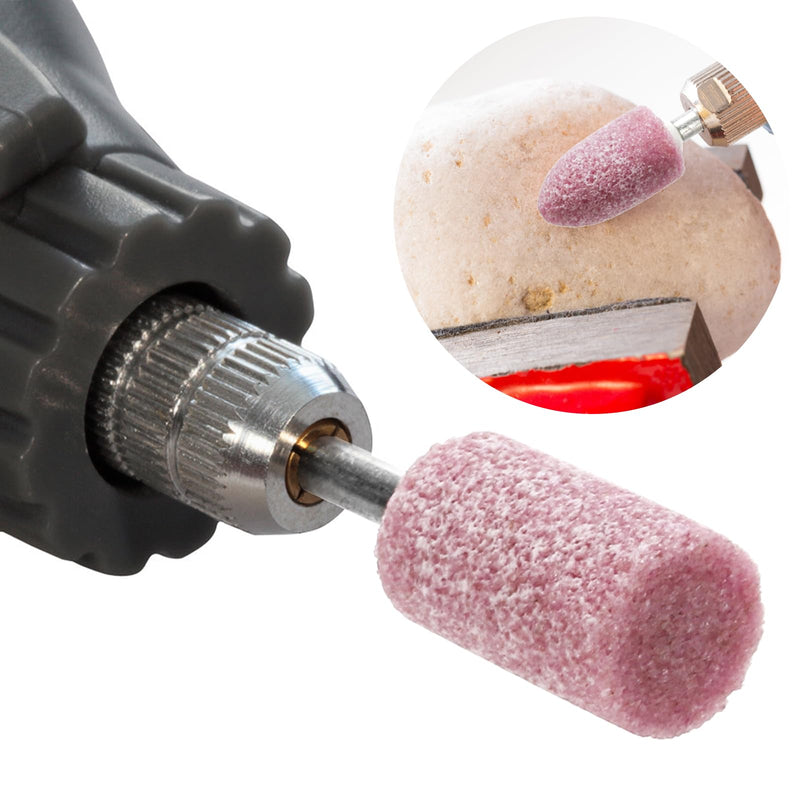 Coloch 100 Pieces Abrasive Stone Points with Plastic Box, Polishing Mounted Grinding Head Wheel Tool Kit Sanding Drill Bits Electric Grinding Accessories for Rotary Tool, Pink
