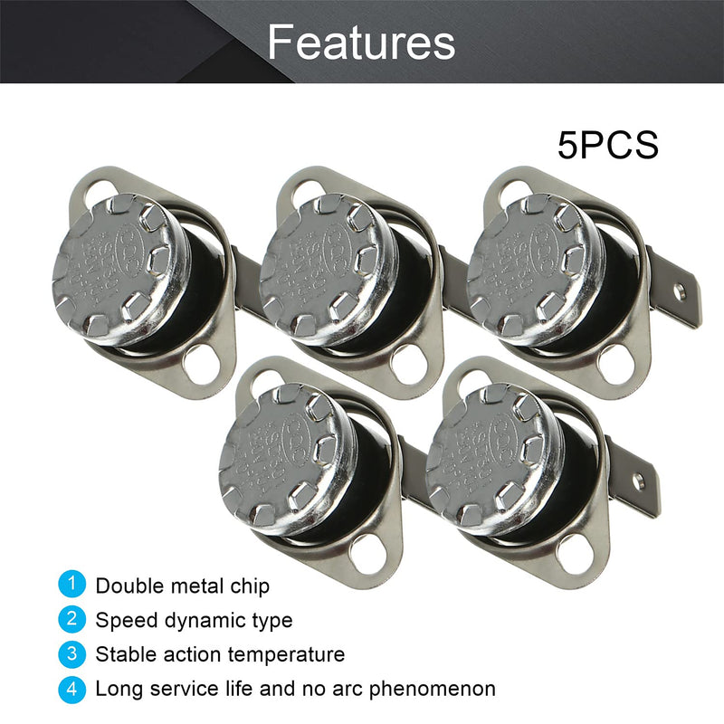 Fielect 5Pcs KSD301 Thermostat 70°C/158°F Normally Closed N.C Snap Disc Limit Control Switch Microwave Thermostat Thermal Switch 70c 5pcs