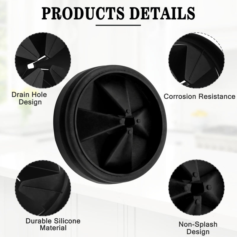 Garbage Disposal Splash Guards, 2-Pack Upgraded for InSinkErator Evolution Series QCB-AM Sink Baffle Drain Cover, Removable Quiet Collar Drain Plugs, Garbage Disposer Accessories 3 3/8" (Black 2 pcs) Black 2 Pack