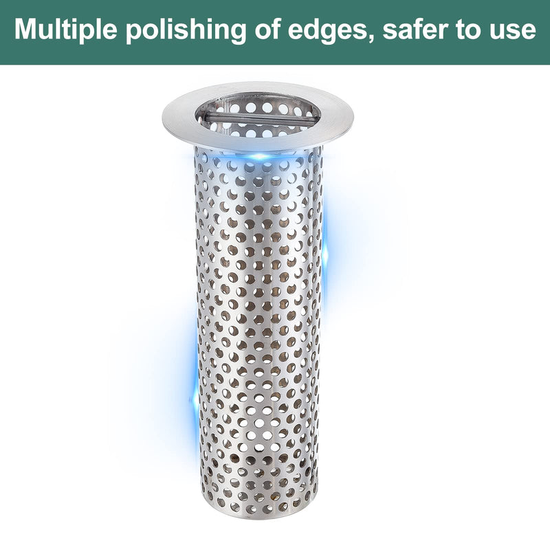3" Floor Drain Strainer, osseph 316 Stainless Steel | Food Grade 316 SS, acid alkali resistant. Cylindrical mesh filter with handle. 4" tall 4" Tall x 3" Diameter