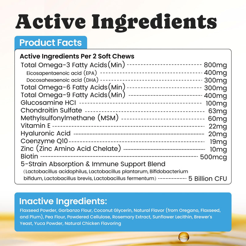 Omega 3 for Dogs – Salmon Oil for Dogs Skin & Coat Health, Fish Oil Supplement for Dog Shedding, Itch & Hot Spot Relief, Allergy Chews with EPA & DHA Fatty Acids for Skin & Joint Support - 180 Ct 180 ct.