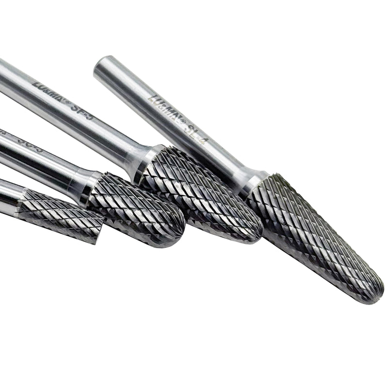 LU&MN Tungsten Carbide Double Cut Rotary Burrs File Set,4 Pieces L-4,F-5,C-3,A-1 (L-4,F-5,C-3,A-1)