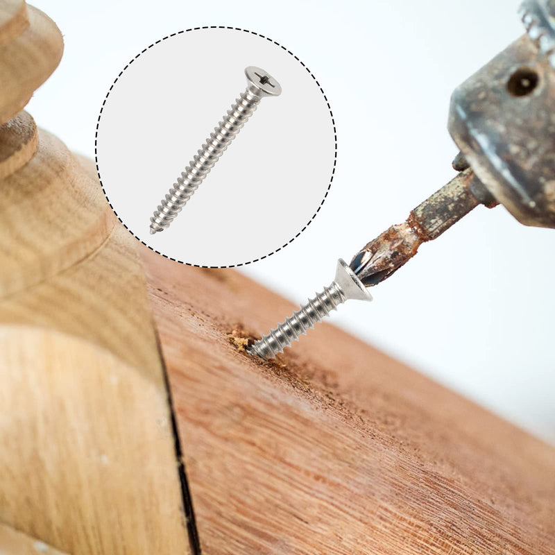 100 PCS #8X1-1/2(1.5 inch) Stainless Steel Phillips Flat Head Wood Screws,Stainless Steel 18-8 A2(304) Screw,Home Screw Kit by QISHENG #8X1-1/2"(1.5 inch) Colorless 100 - NewNest Australia