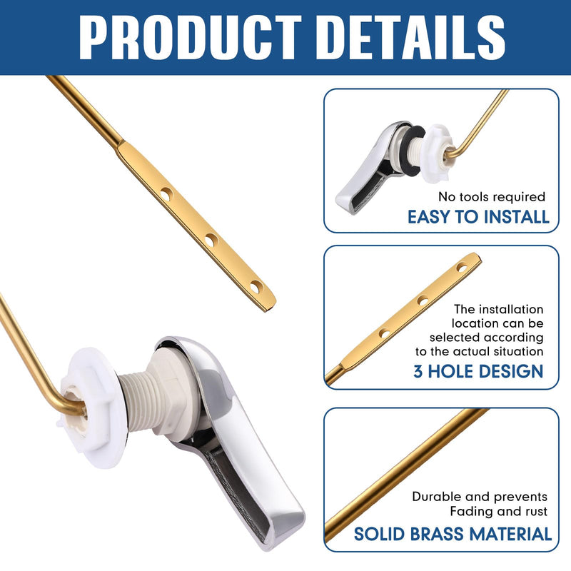 Lasnten 12 Pieces Toilet Handle Lever Flush Replacement, Brass Universal Flush Lever Finish Handle for Most Toilets (Front Mount) Front Mount