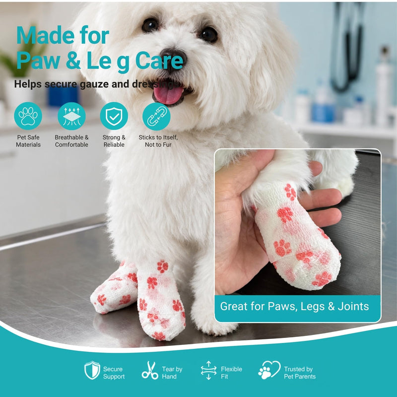 Vet Wrap Bandage for Dogs, 18 Rolls 4" x 5 Yards Self-Adhering Cohesive Pet Bandage Tape, Dog Paw & Leg Wrap for Minor Wound, Hotspots, Broken Nail, Gauze Pads & Licking Protection 4 inch Multicolor5