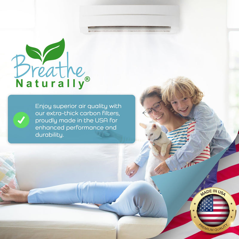 Breathe Naturally Universal Cut To Fit Activated Carbon Air Filter - Replacement Charcoal Air Filters - Carbon Filter Sheet for Air Purifier, Vent Filters & More - Made in USA (Pack of 2, 16x48) 2 Pack