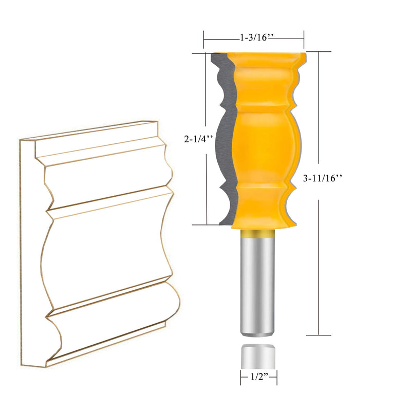 TAIWAIN 3PCS Router Bit Set 1/2 Inch Shank Woodworking Cutter, Router Bits Wood Bearing Milling Door Cabinet Shelf Drawer Cutter Router Bits Sets, Round Edge Cutting Ball Blade Radius (KP1-B) KP1-B