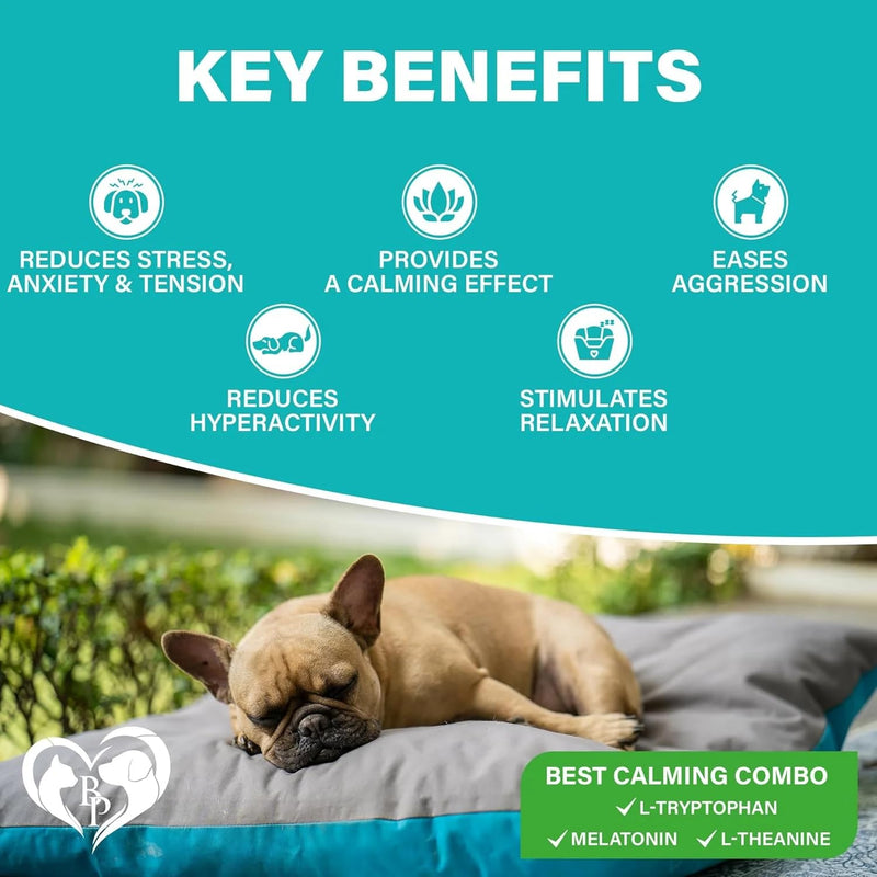 Beloved Pets Calming Chews for Dogs & Puppy - Pet Separation Anxiety Relief Soft Treats & Calm Behavior Aid - Melatonin for Sleep- Anti Stress Treatment Help with Thunder- Made in USA