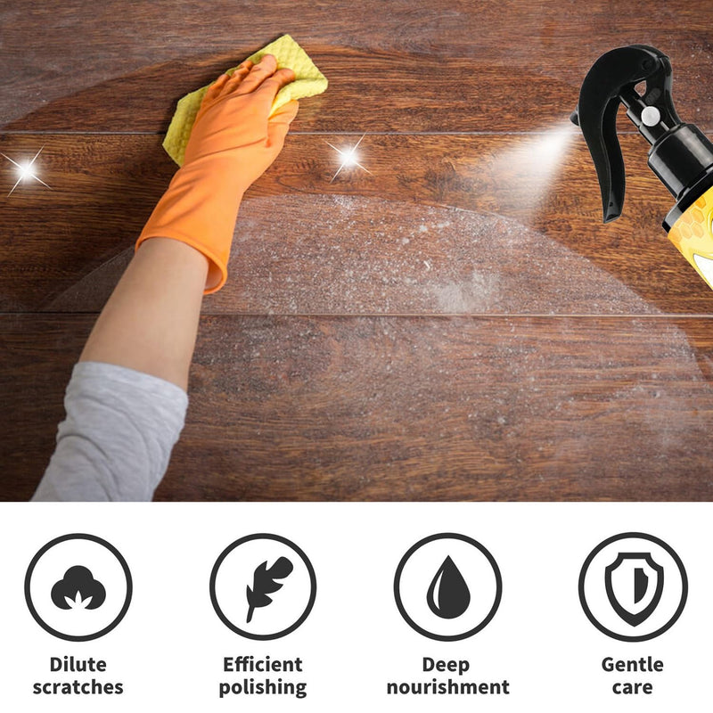 3PC Natural Micro-Molecularized Beeswax Spray,Beeswax Furniture Polish Spray,Original Beeswax Furniture Polish,Beeswax Spray Cleaner,Furniture Beeswax Spray(120ml+Sponge+Cloth)