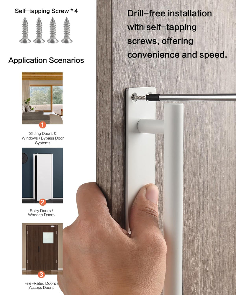 Barn Door Handles Matte White 15 Inch Gate Handles Outdoor Fence Hardware Replacement Modern Sliding Door Handle Pull with Backplate for Shed, Garage, Closet (2 Pack, Matte White, 15 inch) 2