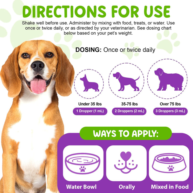Dog Multivitamin, 15 in 1 Multivitamin for Dogs, Dog Vitamins Liquid Supplements Drops for Hip & Joint, Skin & Coat, Immune, with Glucosamine and MSM, 2 Oz