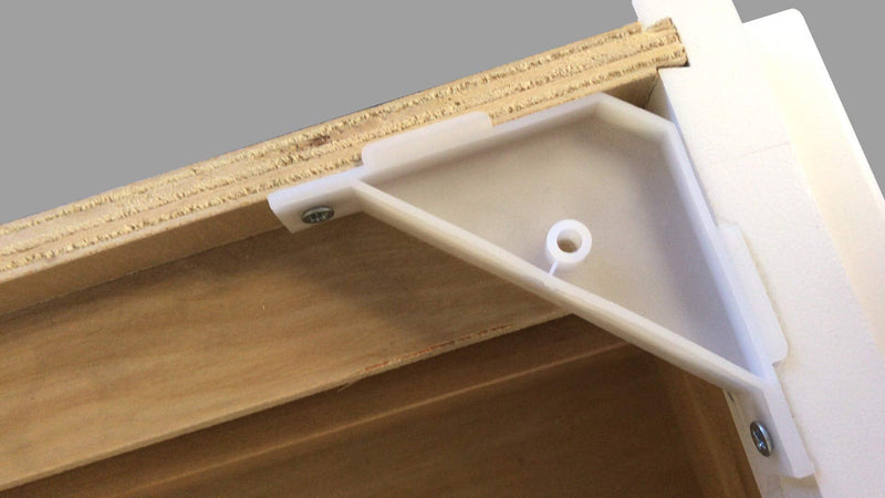 Berta 12-Pack, 90 Degree Cabinet Triangle Bracket, Plastic White Corner Support Braces