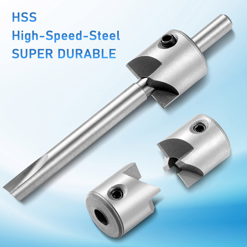 7 Piece Pencil Trimmer Kit Pencil Trimmer System Milling Cutter Set 7mm 8mm 3/8 Inch 10mm Cutter Shaft, Cutting Head Socket Adapter Hex Wrench for Woodworking Pen Kit Preparation