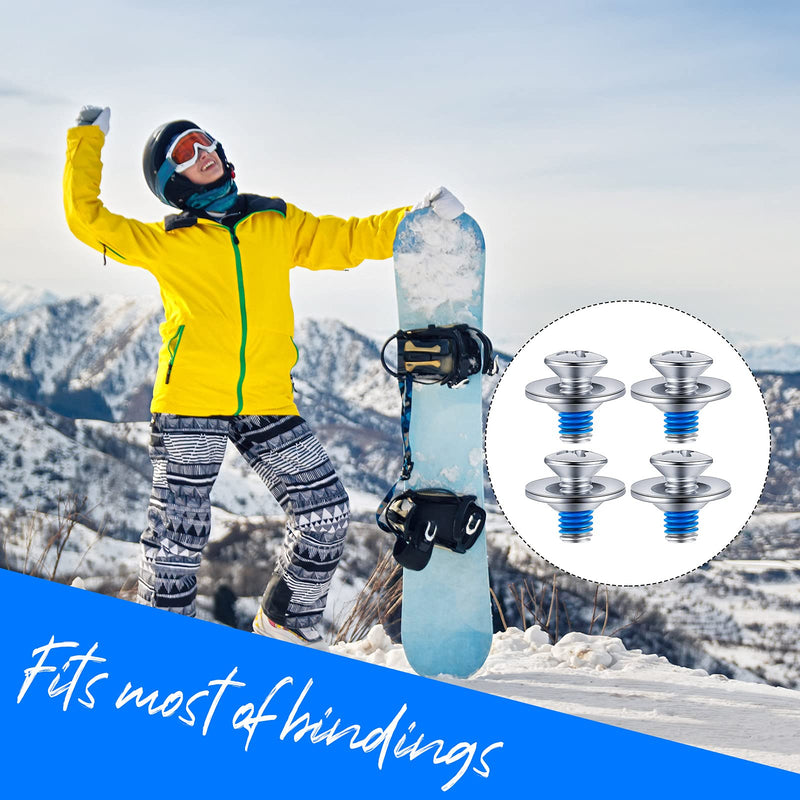 Ferraycle Snowboard Binding Screw Set Include Snowboard Mounting Screws Snowboarding Binding Screws and Snowboarding Screw Washers, Silver 32
