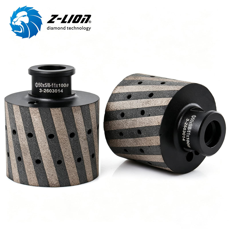 Z-Lion Diamond Drum Profiler with 5/8-11 Thread 2 Inch for Polishing Granite Concrete Stone Sink Hole(Grit 100) ZL4-Grit100#