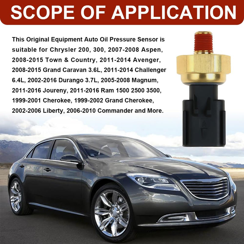 Engine Oil Pressure Sensor Sender Switch, Oil Sending Unit, Automotive Replacement Transmission Pressure Switch, Car Accessories for Chrysler Dodge Jeep Ram, Replace OEM#5149064AA 5149062AA