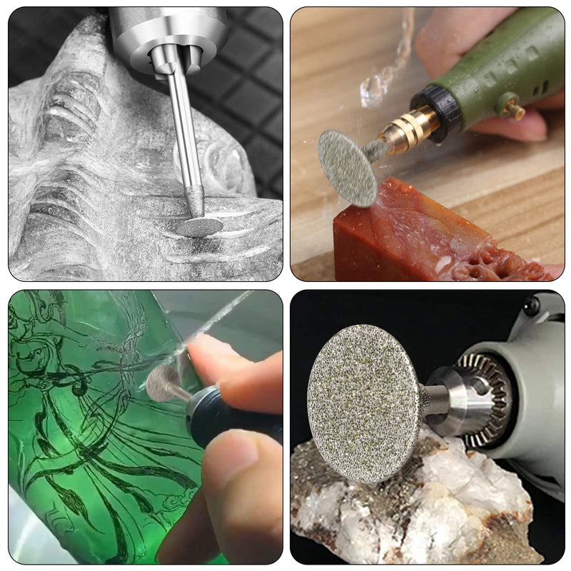 Stone Carving Set Diamond Burr Bits Compatible with Dremel, 17PCS Polishing Kits Rotary Tools Accessories with 2.35mm 3mm Shank T Shape for Carving, Engraving, Grinding, Stone, Rocks, Jewelry, Glass 0.5-16mm burr head 3/32''+1/8'' shank