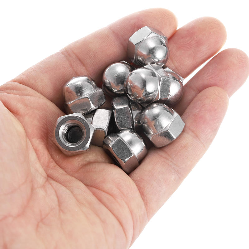 uxcell 5/16"-18 Acorn Cap Nuts, 10Pcs 316 Stainless Steel Dome Cap Head Acorn Nut Hardware Nuts for Bolt Cover, Silvery 10