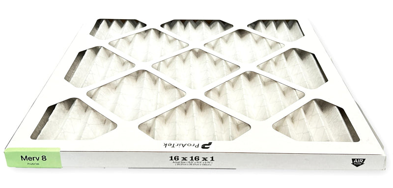 Proairtek AF16161M08SWH Model 16x16x1 Air Filter, MERV 8; Ideal for Anyone Wanting Crisp Air in Their Home 16" x 16" x 1"