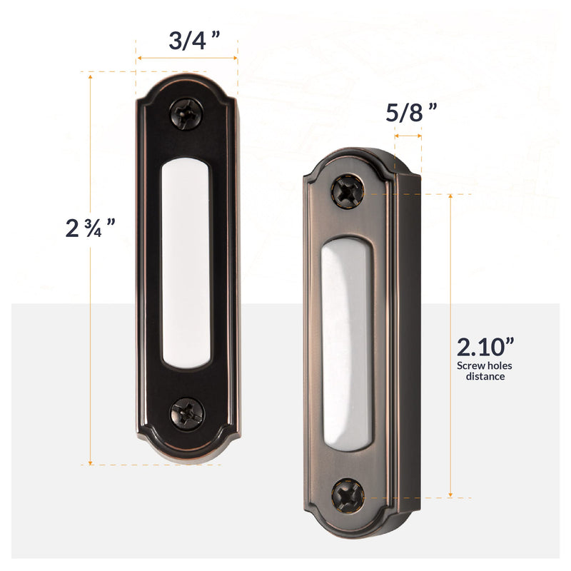 Newhouse Hardware LED Lighted Metal Door Chime Push Button (Oil-Rubbed Bronze) | Surface Mount Lighted Door Bell Button | Replacement Wired Doorbell Button for Most Door Bell Chimes Oil-Rubbed Bronze