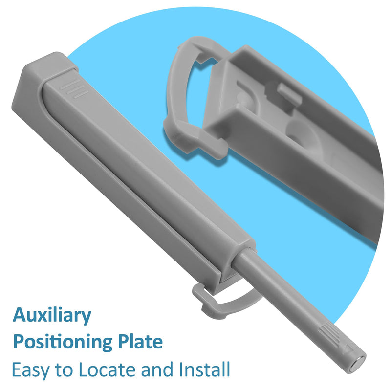 Push to Open Door Latch, 2 Pack Strong Spring Push Latch for Hidden Door Cabinet Pull Kitchen Drawer Catch,Pop Out Release Touch Push to Open Hardware Gray