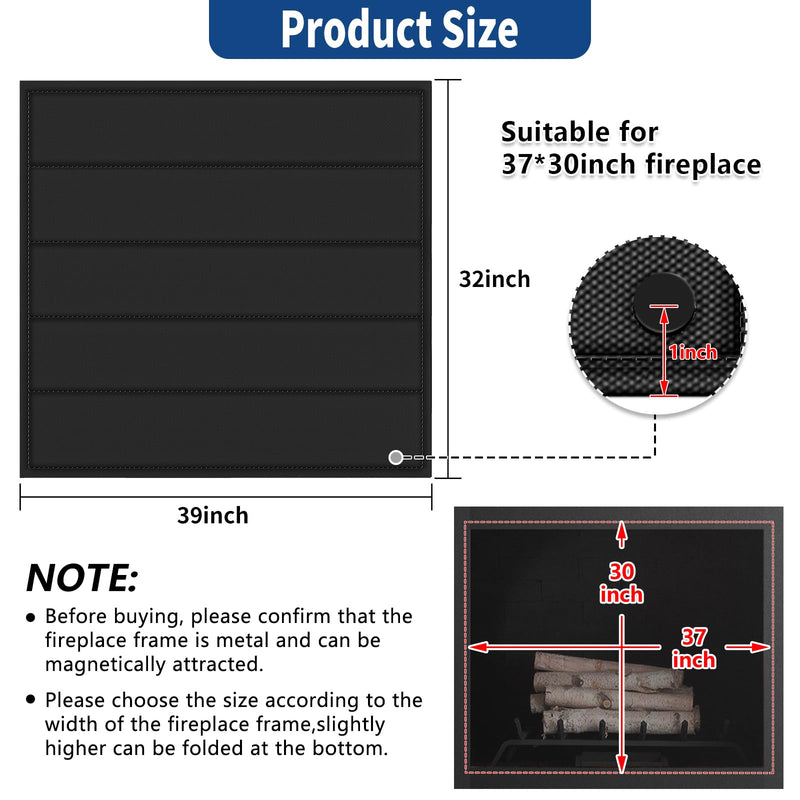 39"x32" Fireplace Cover, Magnetic Fireplace Blocker Blanket Stop Heat Loss 39"x32"