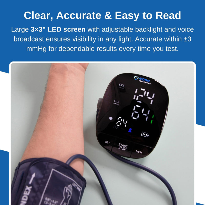 Monitor Digital Upper Arm Cuff - At Home Use Medical Device - Blood Pressure Monitor - Large Display Voice Memory - Sphygmomanometer Medical Equipments - FC-BP130