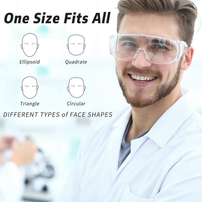 Safety Glasses Over Eyeglasses with Anti-Fog and Scratch Resistant ANSI Z87 Safety Goggles Over Glasses 177-12pc Clear