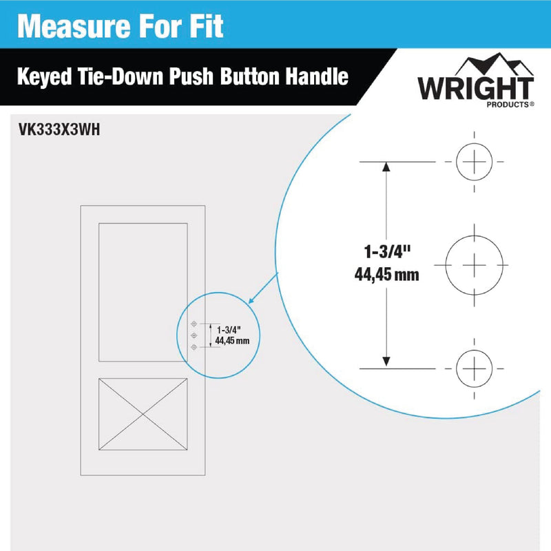 Wright Products - Tie Down Keyed Push Button Door Latch for Screen and Storm Doors, White