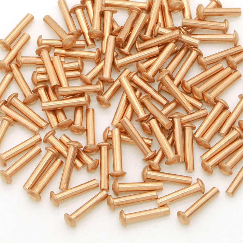 100 Pieces Round Head Solid Rivets Fasteners Copper Rivets (M3x14) M3x14
