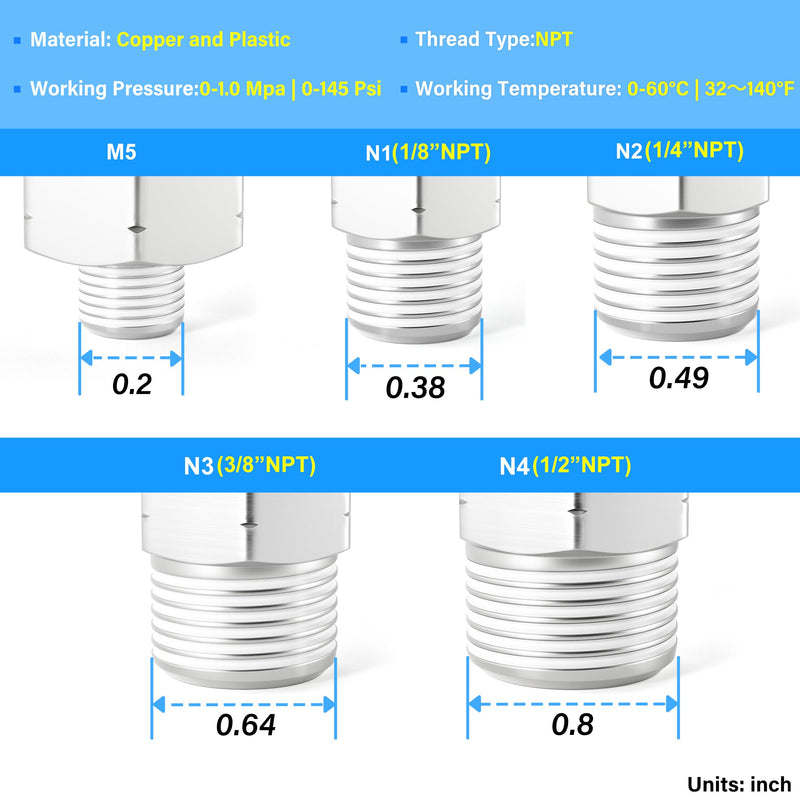 TAILONZ PNEUMATIC Elbow and Straight Combination 1/4 Inch Tube OD x 1/8 Inch NPT Thread Push to Connect Fittings PC-1/4-N1+PL-1/4-N1(Pack of 12) 1/4"OD x 1/8"NPT