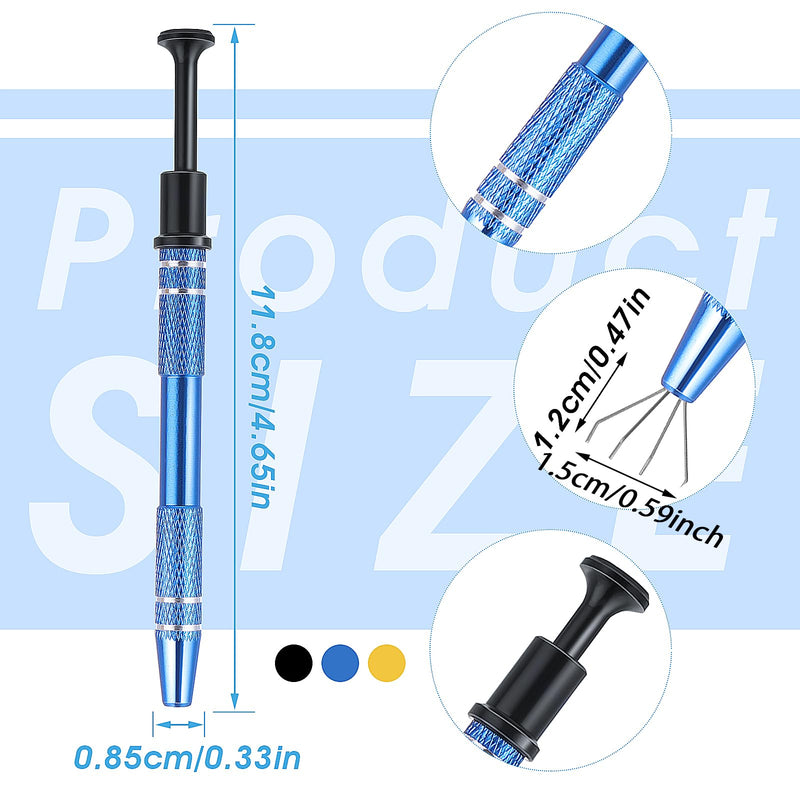 3Pcs Piercing Ball Grabber Tool, 4 Claw Jeweler's Pick Up Tool, Mabor Piercing Ball Gripper Stainless Steel Pearl Grabber Pick Up Tool for IC Chip Electronic Components Small Parts
