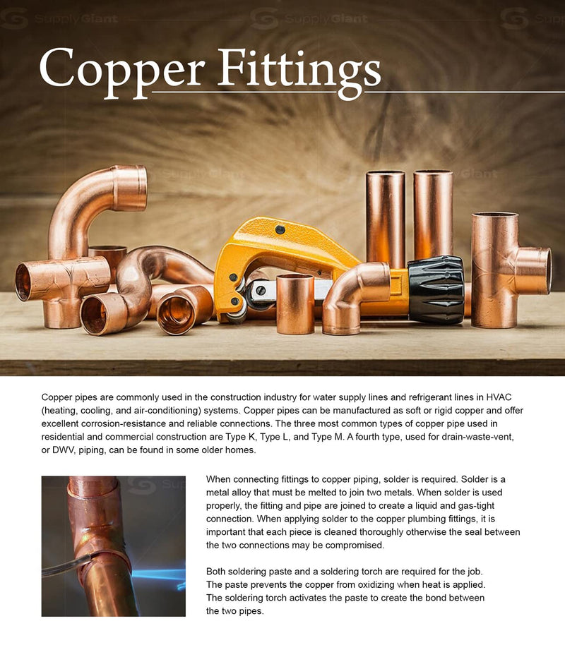 Supply Giant DDDM0200-5 Straight Copper Coupling Fittings With Sweat Ends, 2 Inch Pack Of 5