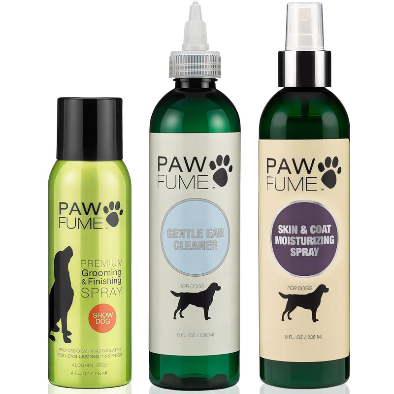 PAWFUME Grooming Dog Spray (Show Dog) + Ear Cleaner for Dogs + Moisturizing Dog Spray Lotion