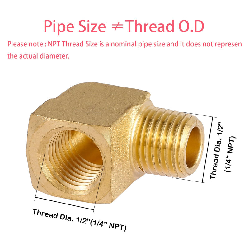2 Pack Brass Fitting,1/4" NPT Male Pipe to 1/4" NPT Female Pipe, 90 Degree Barstock Street Elbow 2 Pack 1/4 npt elbow