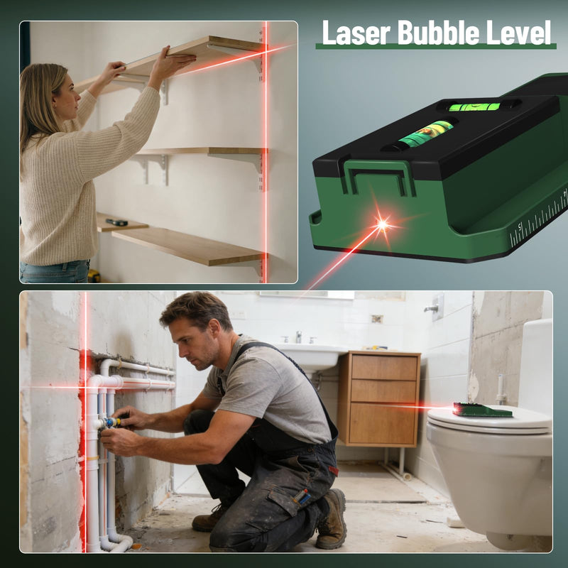 Stud Finder Wall Scanner - 7-in-1 Electronic Wall Stud Detector, Detects Wood, Metal, AC Power, Joists, Pipes with LCD Display, Laser & Bubble Level Ruler