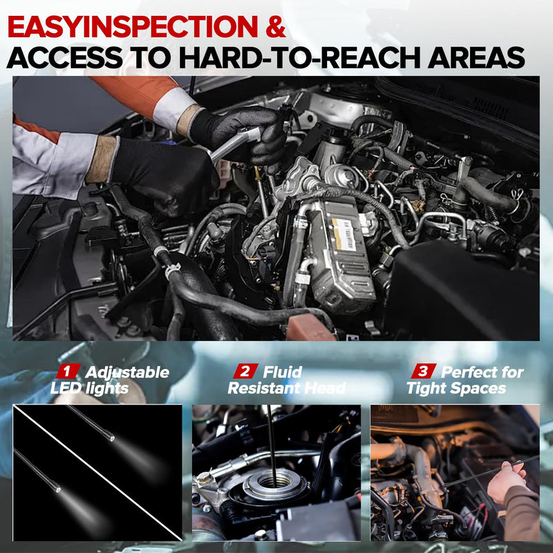 LAUNCH VSP-600 HD Endoscope, 5.5mm Ultra-Thin Borescope Camera | Multi-Angle Imaging, One-Click Snapshot, IP67 Waterproof, Built-in LED Light