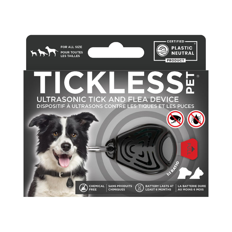 Tickless Pet Ultrasonic Anti Tick Bite and Flea Spread Device Black | Fragrance-Free Protection for Cats and Dogs Lasts 6 Months | On Collar and Harness