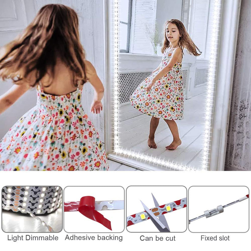 13ft/4M Led Vanity Mirror Lights Kit Bendable NO Need to Cut Vanity Make-up Mirror Cloakroom Adjustable Strip Light Table Set with Dimmer and Power Supply Mirror Not Included (Switch Versions) Switch Versions