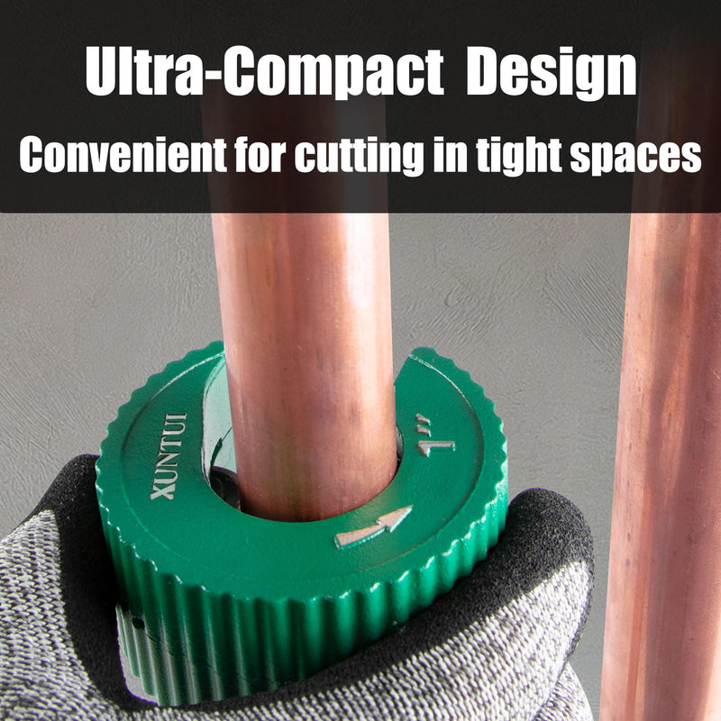 3pcs Close Quarters C-Style Copper Pipe Cutter Set 1/2-3/4-1" for Aluminum Brass Tube Cutters with Deburring Tool, Spare Wheels & Blade for Tight Spaces