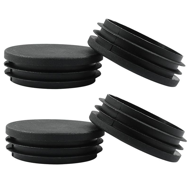 4 Pack 3 Inch (76mm) Round Plastic Hole Plugs, Black Pipe Tubing End Cap for Round Metal Tube Diameter: 3" 4 Pcs