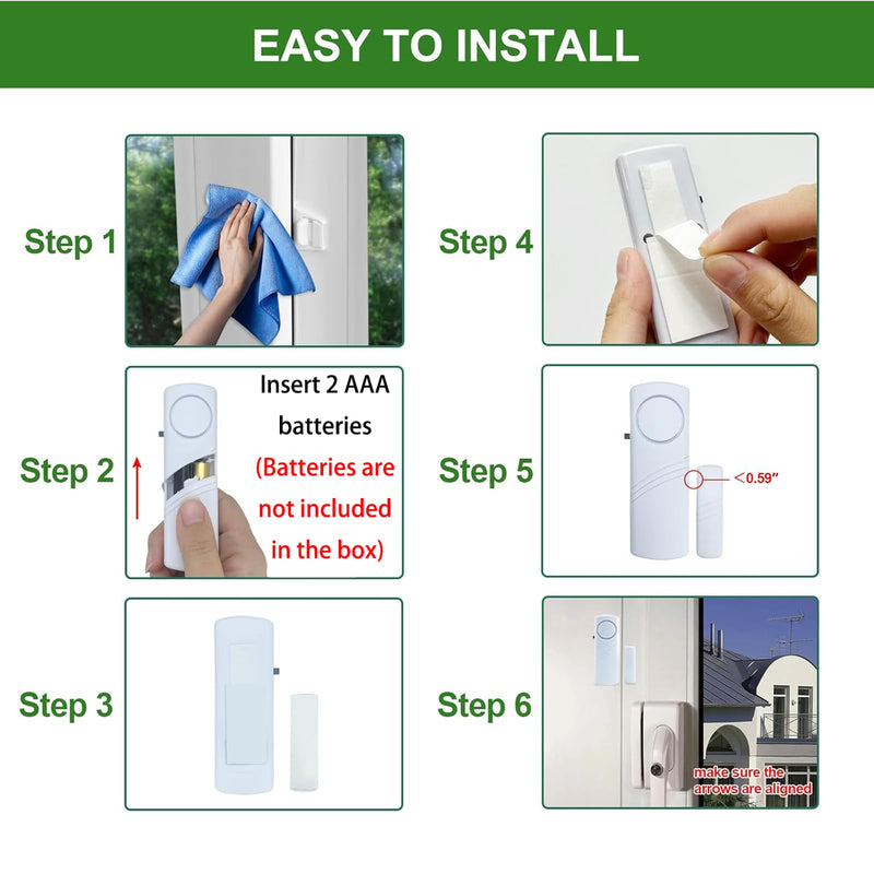 Door Window Alarm, 90dB Door Alarms Sensor for Kids Safety, Home Security, Door Window Burglar Alarm, Window Pool Alarms for Home, Apartments, Offices, Hotel Rooms (25pack) 25pack