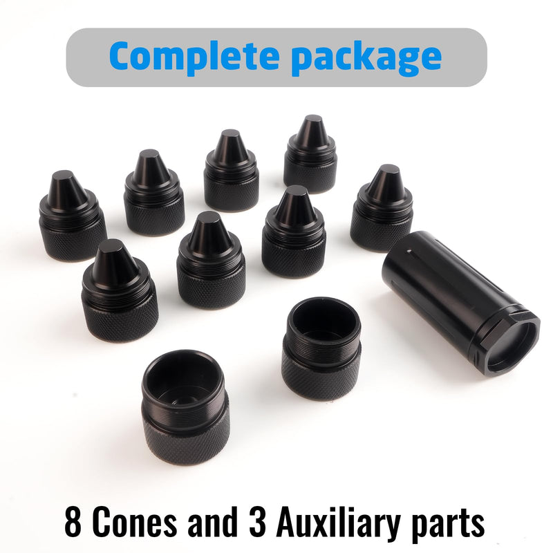 1.375" X24 Aluminum Alloy Cone Shaped Parts, 12 Pack Sealed End Cap Fit for Tire Anti Theft Cover Black 1.375 inches