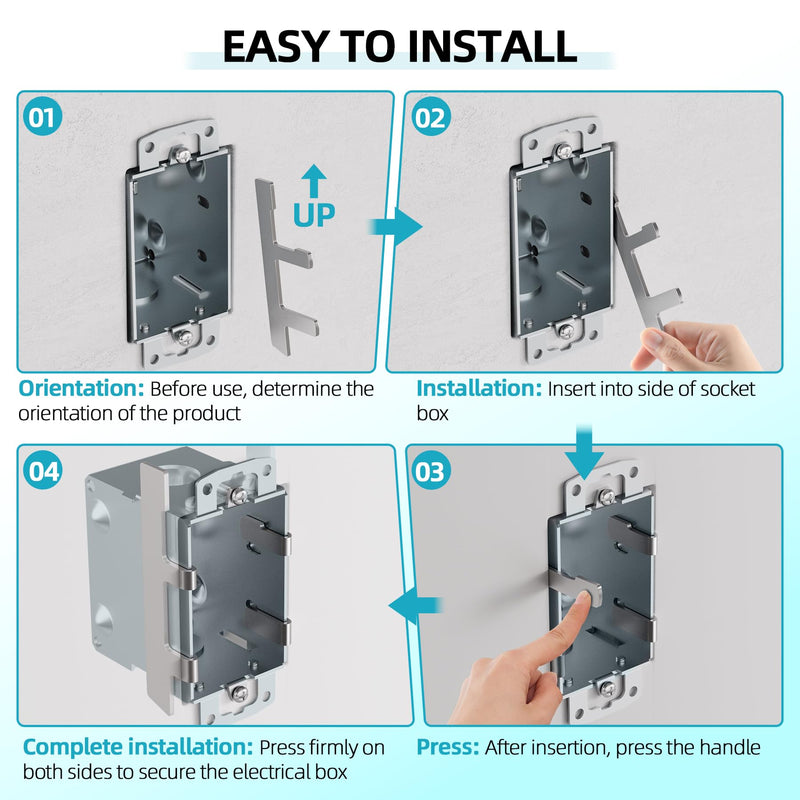 15 PCS Switch Box Straps, Electrical Box F Clips Support, Strap on Electrical Outlet Repair for Loose Outlet Fix, Electrical Device Mounts with Plaster Ears Electrical Box F Clips -15 PCS