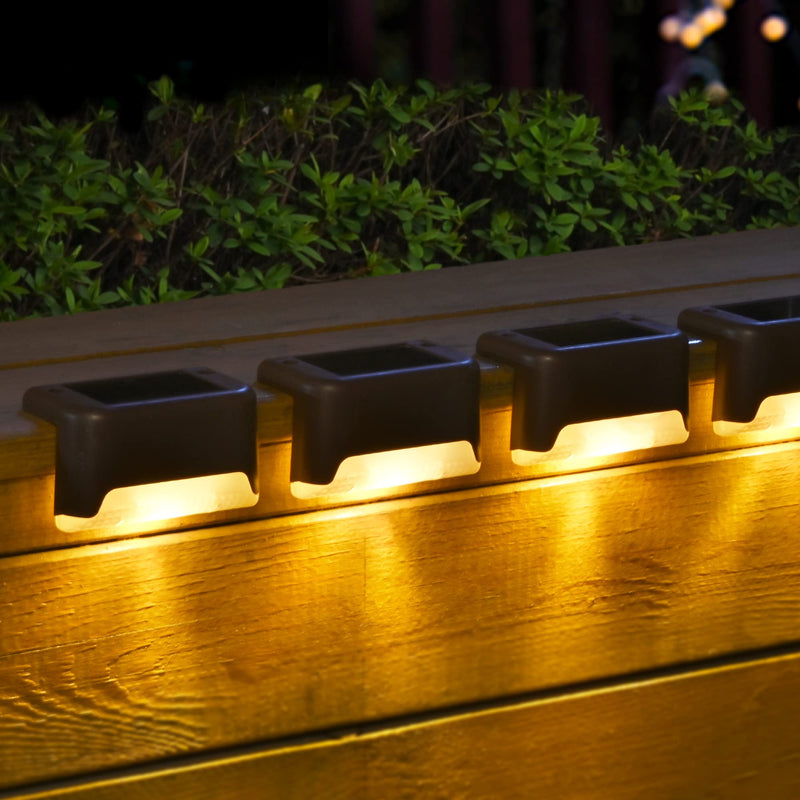 SOLPEX Solar Deck Lights 12 Pack, Waterproof Led Lights for Outdoor Stairs, Step, Fence, Yard, Patio, and Pathway(Warm White) Brown