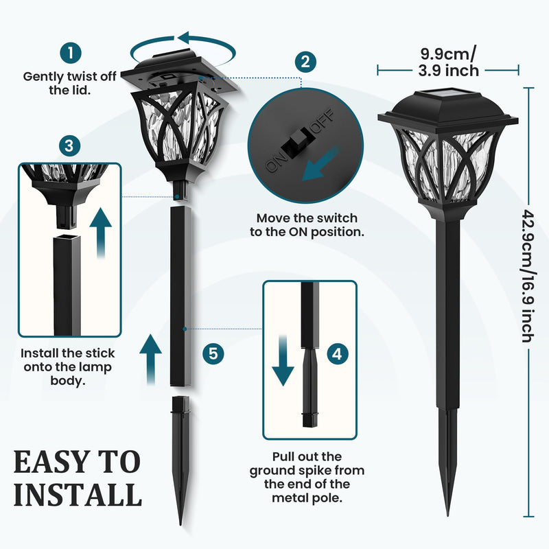 GIGALUMI Solar Lights Outdoor Waterproof, 8 Pack LED Solar Garden Lights, Outdoor Decorations, Garden Decor for Yard, Patio, Landscape, Planter, Walkway (Cold White) 8pack Cold White