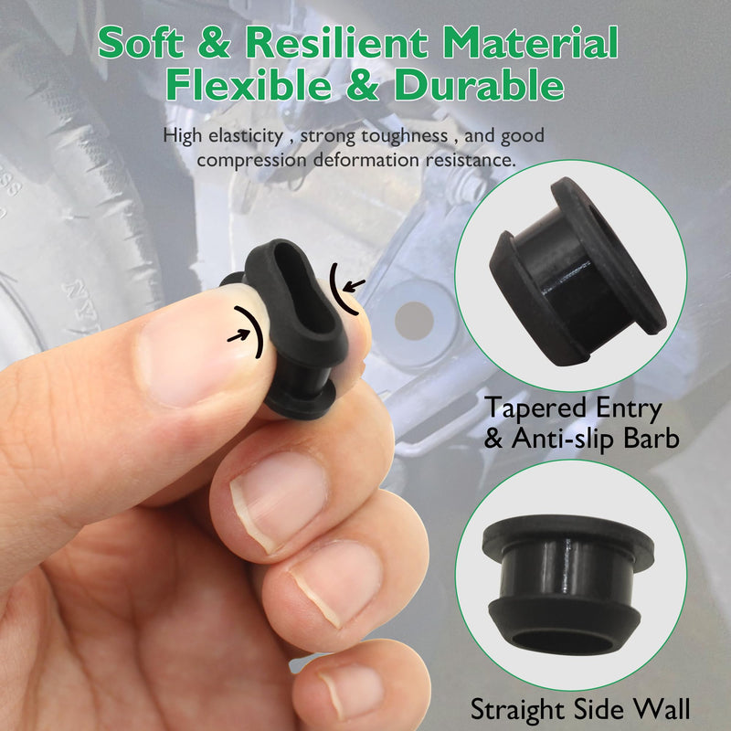 3/8" Drill Hole, 1/4" ID Silicone Rubber Top Hat Grommets for Wiring, 3/16" Groove Width, Automotive Firewall Wire Cable Protector Gasket Ring for Tubing in Hydroponic, Irrigation Systems, 35 pcs 1/4"ID, 3/8"DH