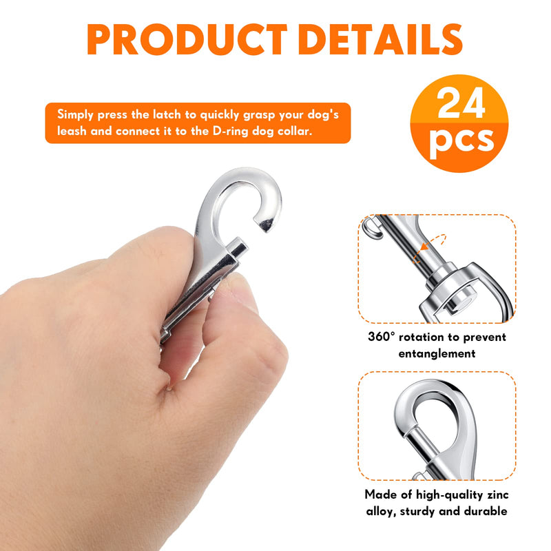 Therwen 24 Pcs Swivel Snap Hooks for Dog Leash Heavy Duty 2.76 Inch Flag Hooks Clasp Single Ended Clip Hooks Multipurpose Bolt Snap for Keychain Camera Strap Linking Pet Leash (Classic Style,0.59") 0.59" Classic Style - NewNest Australia