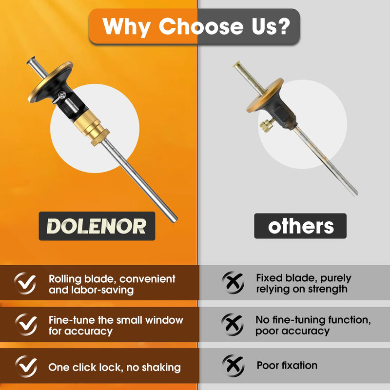 Wheel Marking Gauge Knife Woodworking, Scribe Tool Woodworking, Adjustable 0-12cm, Aluminum & Brass Options, for Parallel Lines, Dovetail Joints & Professional Carpentry (Brass with Fine Adjustment)
