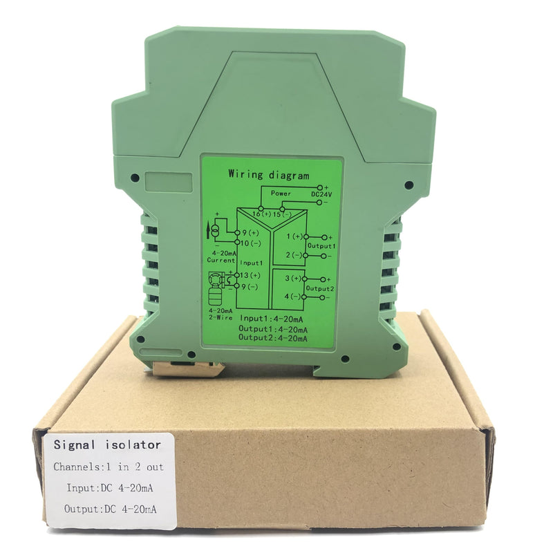 Signal Isolator DC 24V,PLC Detect Signal Conditioner,Module Analog Output(1 in 2 Out 4-20mA Turn 4-20mA) 1 input and 2 outputs